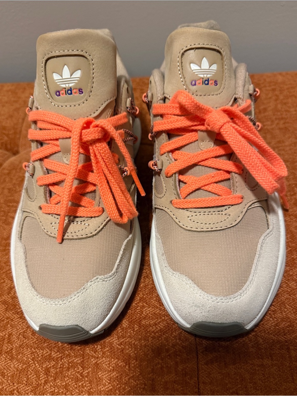 Adidas Men’s Beige and Orange Lace Casual Sneakers